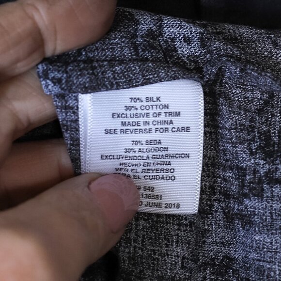 Nat Nast Luxury Originals Size XXL Silk/Cotton blend black w/palm trees button d - Picture 7 of 8